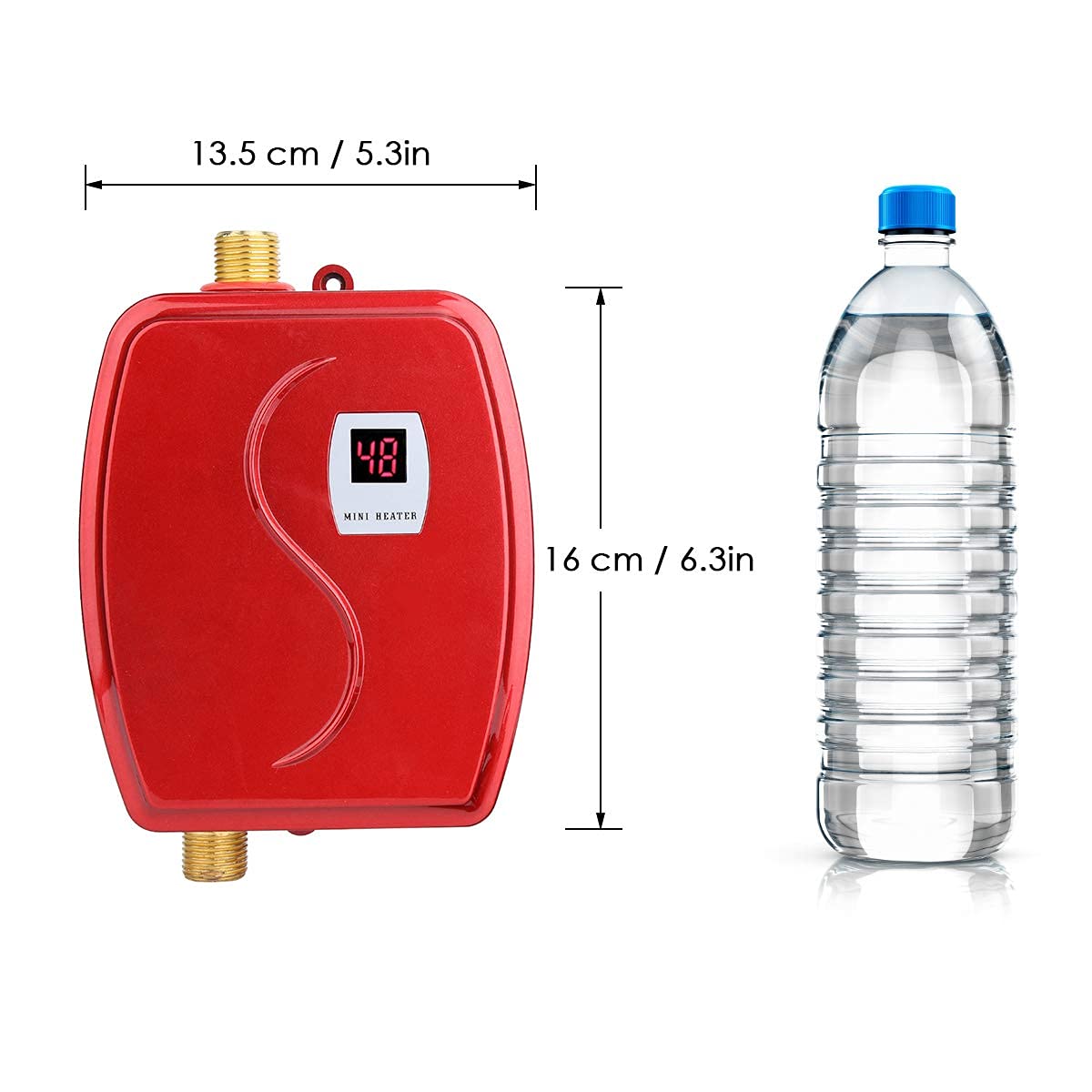 Haofy Calentador de Agua Instantáneo Eléctrico, 3800W 220V Mini Termo Eléctrico Sin Tanque, de Agua Caliente de la Ducha con LCD Pantalla para Lavado de Cocina/Baño, Debajo del Fregadero