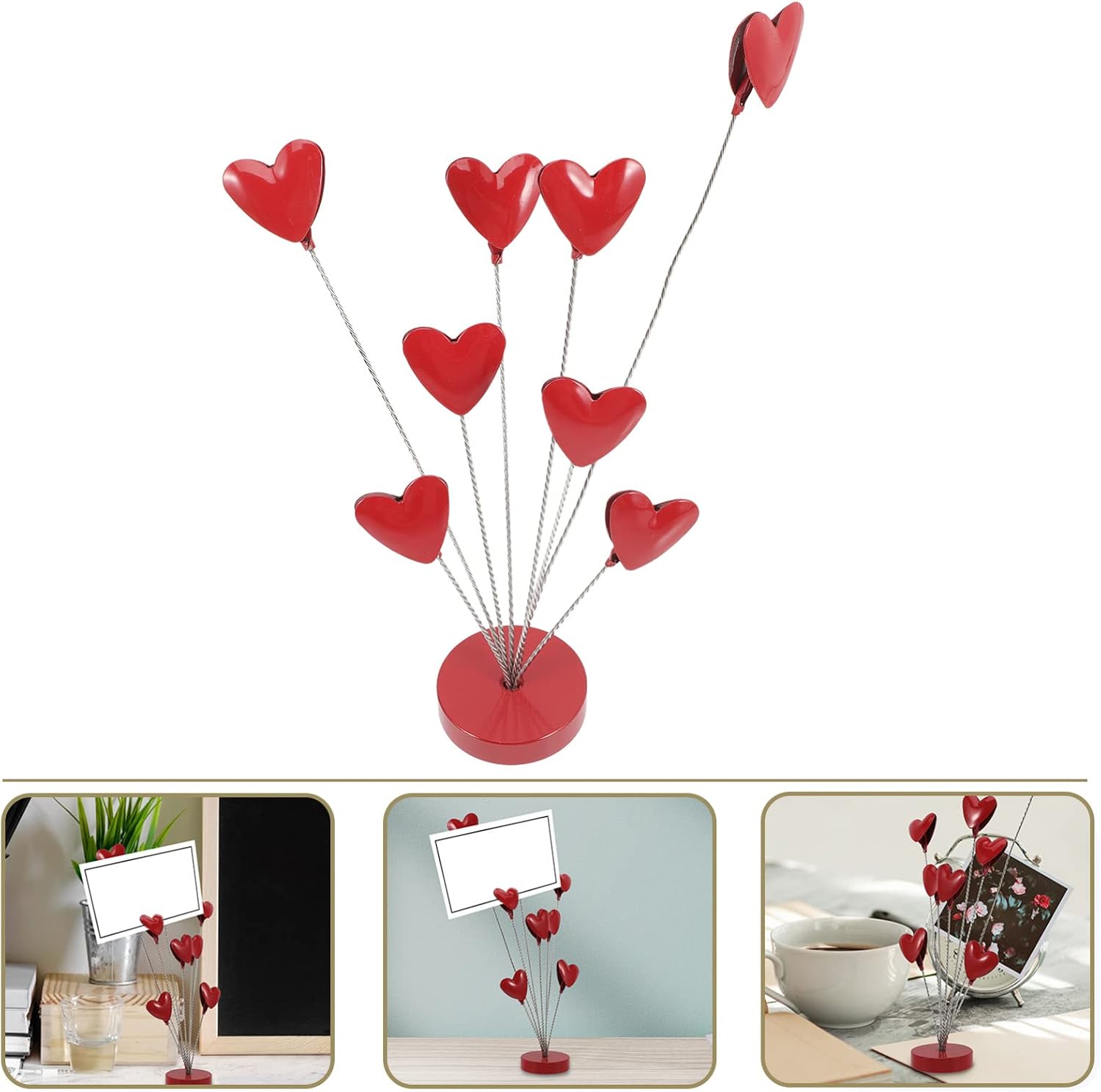 Milisten Family Tree Picture Frame Holder Heart Photo Holder Stand 8-Branch Table Place Cards Note Memo Clip Valentines Day Wedding Card Display