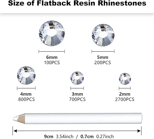 Vista 12 de 4500PCS Resin Flatback Rhinestone, 2mm 3mm 4mm 5mm 6mm Lemon Yellow Flatback Rhinestones for Tumblers, Nails Art, Mugs, Bottles, Craft Decoration