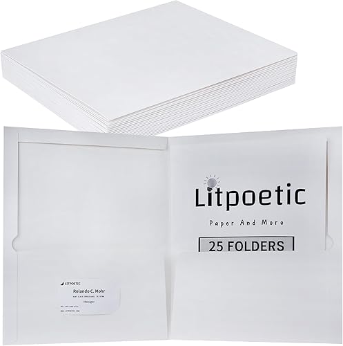 Carpetas de papel laminado brillante de dos bolsillos, tamaño carta con bolsillos, capacidad para 100 hojas, para escuela, oficina, hogar, caja de 25
