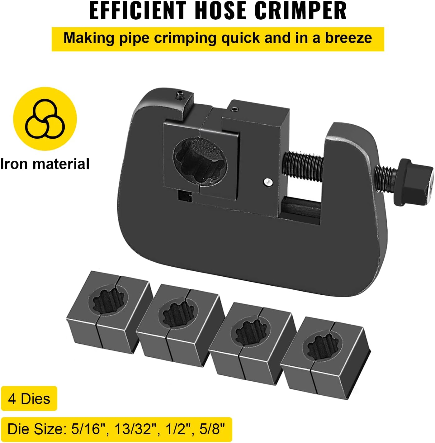 Mophorn 7843B Manual A/C Hose Crimper Kit,Handheld Air Hose Crimper Tool Kit with 4 Dies Whole Set #6#8#10#12,A/C Hose Crimper Repair Tool Kit Die Set,for Crimping Automotive Air Conditioning Pipes