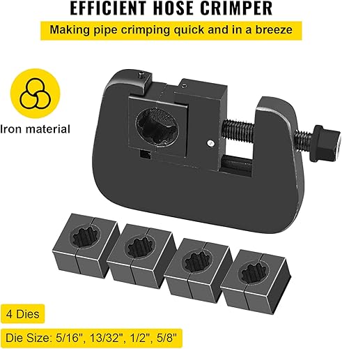 Miniatura 3 de Mophorn 7843B Kit de crimpadora manual de manguera de aire acondicionado, kit de herramientas de mano para engarzar manguera de aire con 4 troqueles