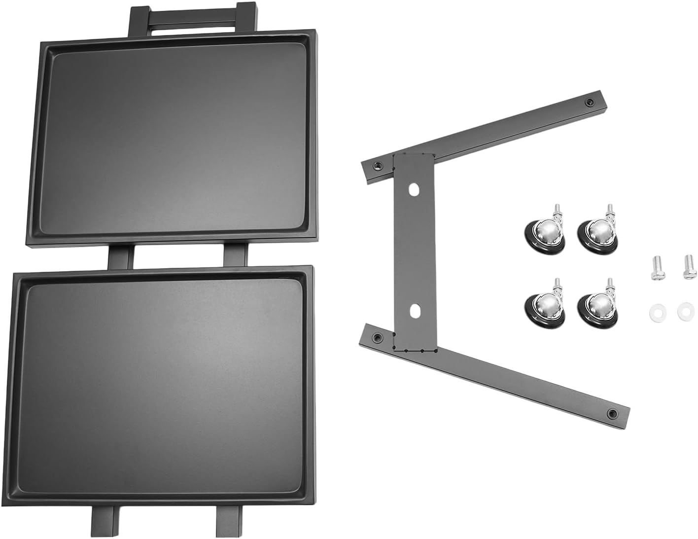 Stainless Steel Salon Rolling Cart,2-Tier Salon Trolley,Utility Cart on Wheels,Folding Tray Trolley,Hairdressing Tool Trolleys for Estheticians,Tattoo Shop (Black)