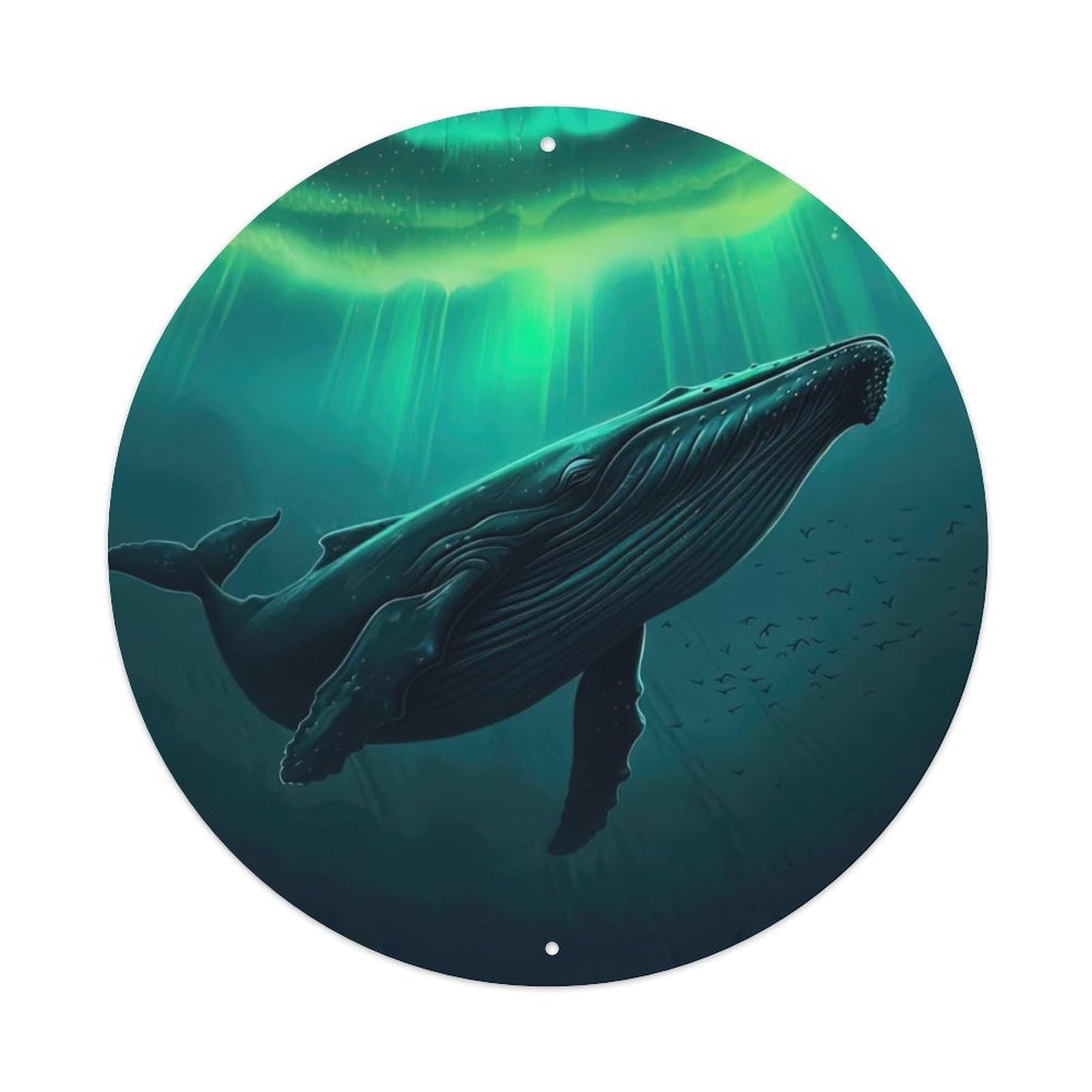 Animal Artwork Whales at The Bottom of The Sea Vintage Metal Tin Sign Plaque Wall Decor for Cafe, Club Bar, Office, Garden Metal Poster 8x8Inch