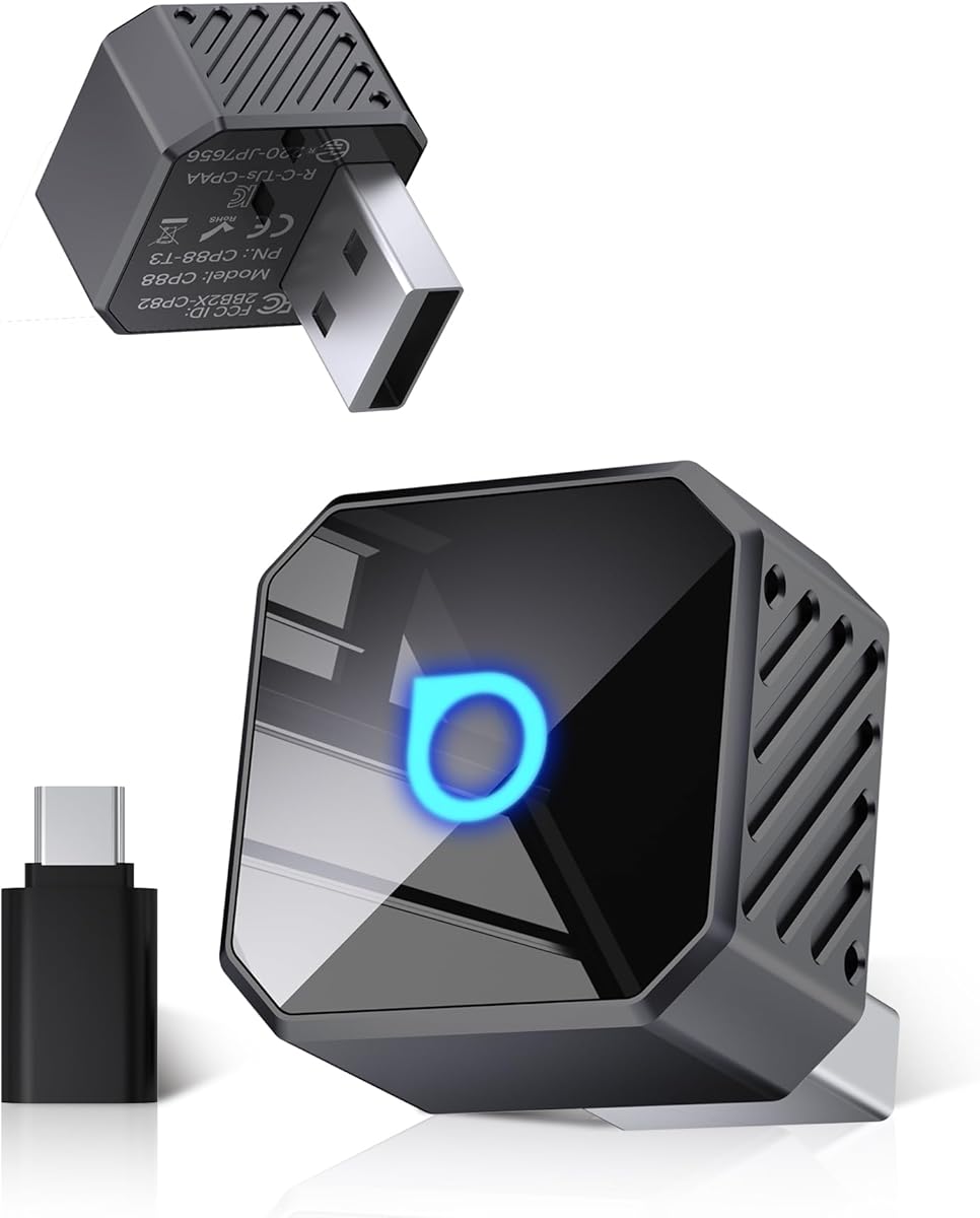 OTTOCAST Mini 3.0 (Pot) 2025 2-in-1 Wireless CarPlay/Android Auto Adapter, 5GHz WiFi, Auto Connect for 2016+ Cars