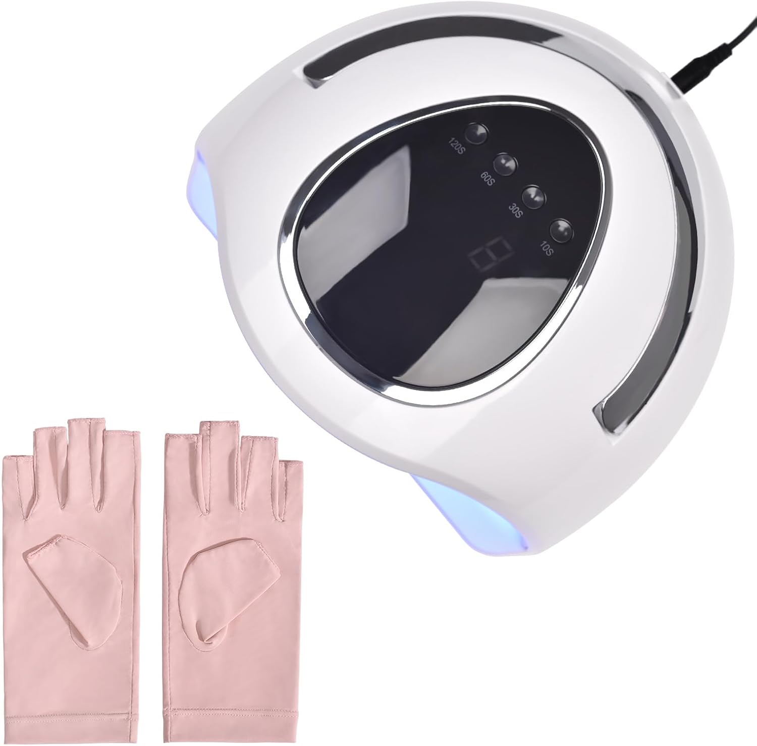 LED UV Nail Lamp 48W Nail Light with 4 Timer Nail Manicure Dryer Curing Light Gel Nails Fast Curing Dryer UV Light for Gel Polish with UPF100 + UV Protection Gloves