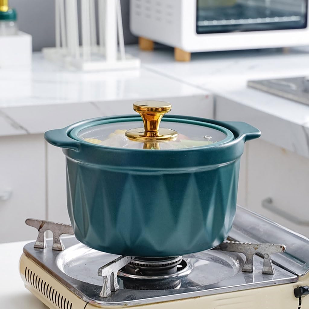 Stockpot Modern Simple Matte Color Glaze Ceramic Casserole Household Soup Pot Small Casserole Stew Pot with Transparent Lid Soup Pot(01,20 * 15cm) (3 20 * 15cm)
