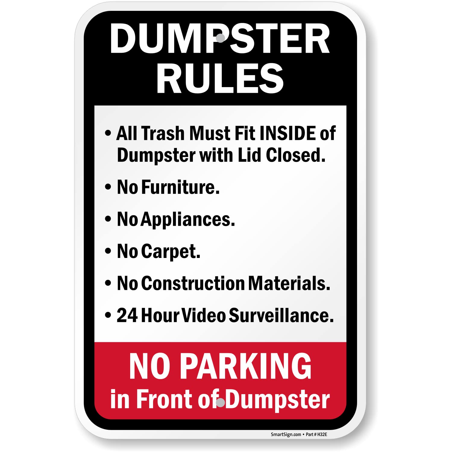 SmartSign No Parking Privatgrundstück-Schild – 45,7 X 30,5 Cm, Aluminium-Verbundstoff, Reflektierend, Rot/weiß