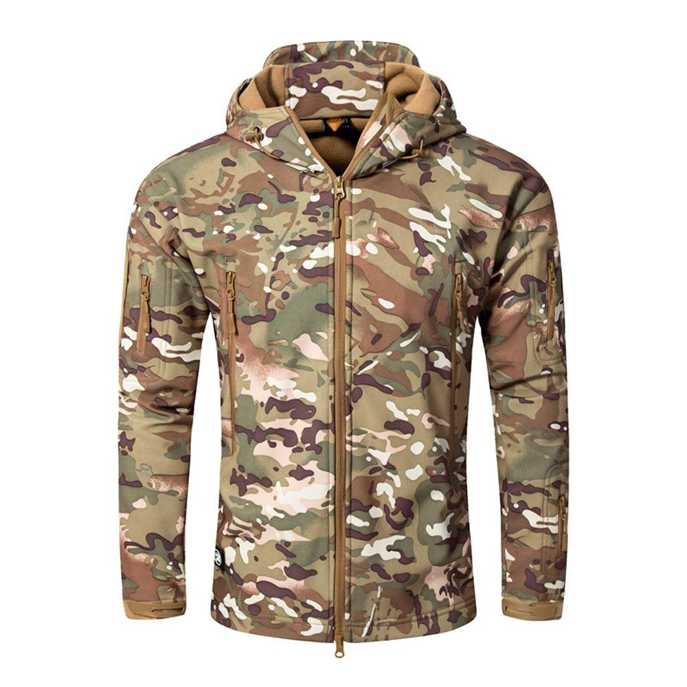 Veste Softshell Tactical Militaire pour Homme en Molleton À Capuche