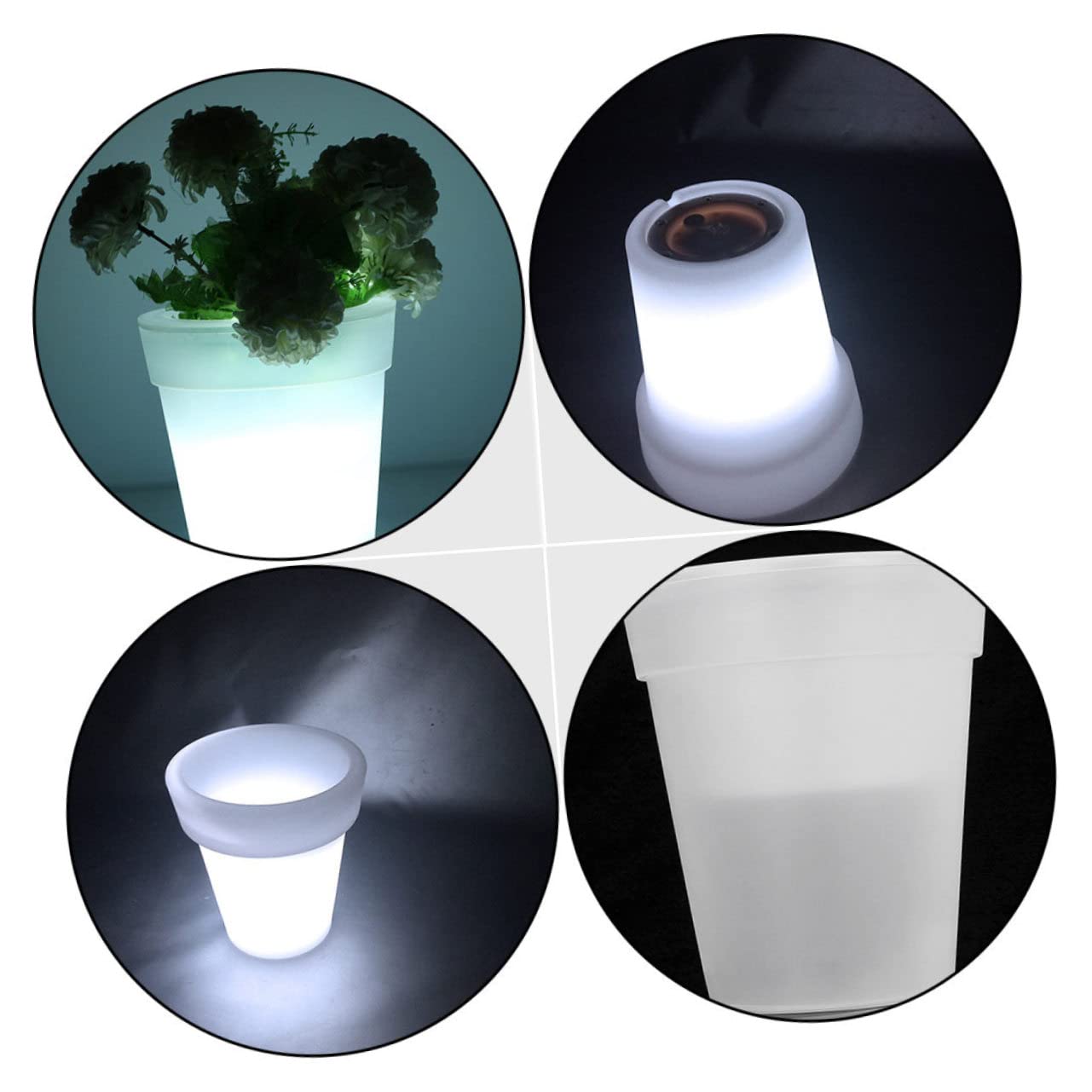 Yardwe 2 Pièces Pot De Fleurs Rougeoyant Roches Blanches Jardinières Lumineuses Jardinières Led Pots Extérieurs Planteur De Lumière Led Pays Dirigé Vase à Led Pot à Bonsaï Mariage Abdos