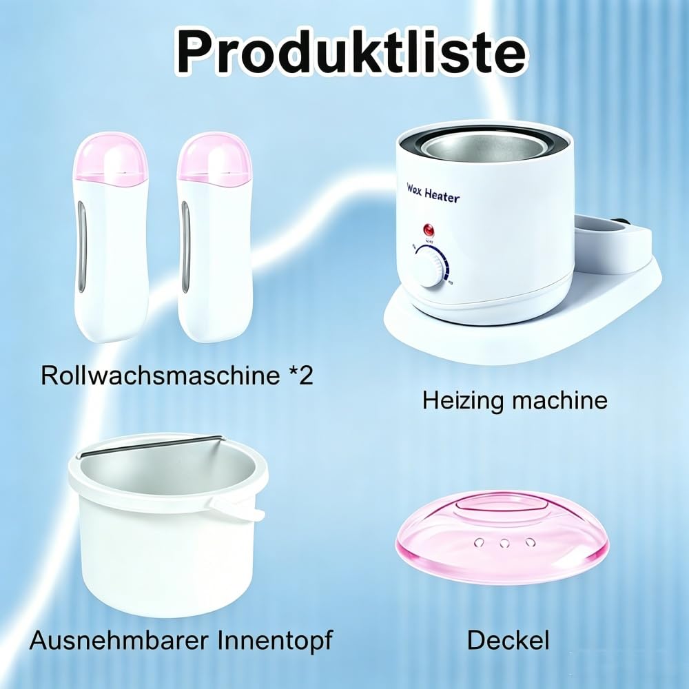 Wachswärmer 3-in-1 800ml, Temperature Control Verstellbar Wachsschmelzmaschine, Professioneller Wachserhitzer für Haarentfernungsmittelfür Enthaaren Von Beinen Und Körper Frauen und Männer