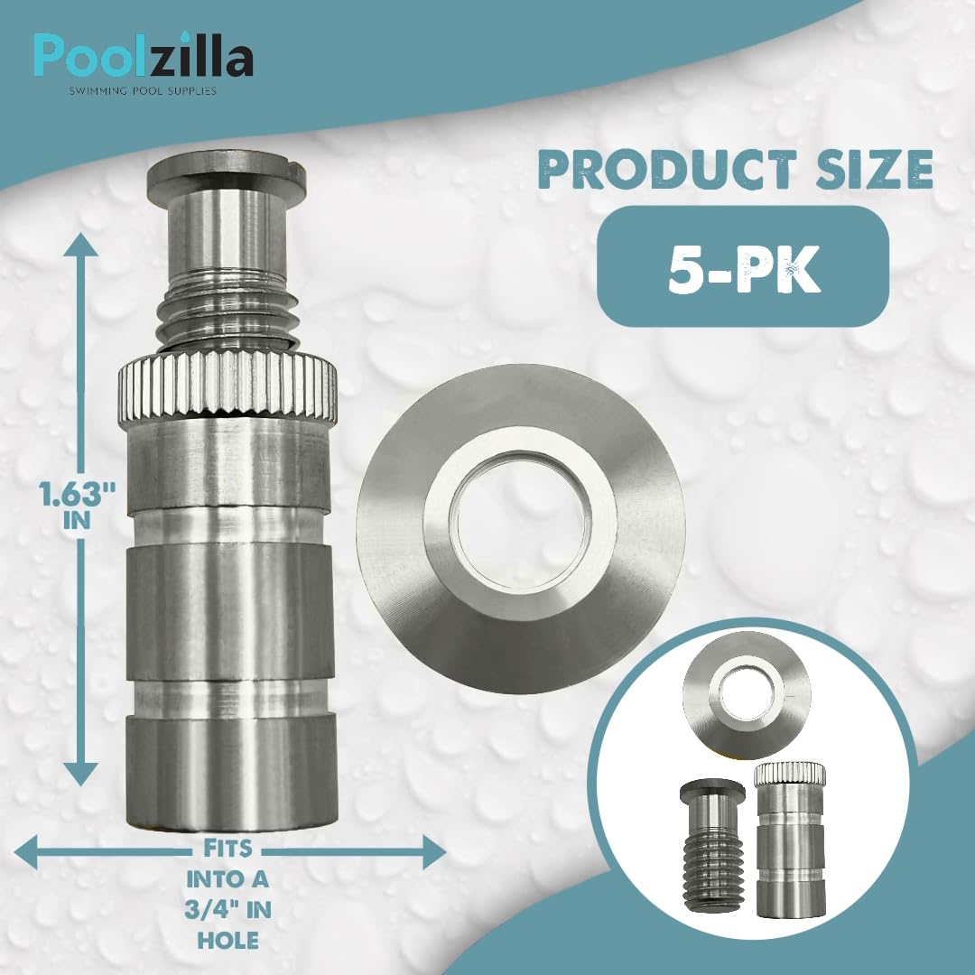 Poolzilla 5 Stück Edelstahl-Poolabdeckungsanker für Beton und Pflaster, aus hochwertigem SS 304 für zusätzliche Haltbarkeit
