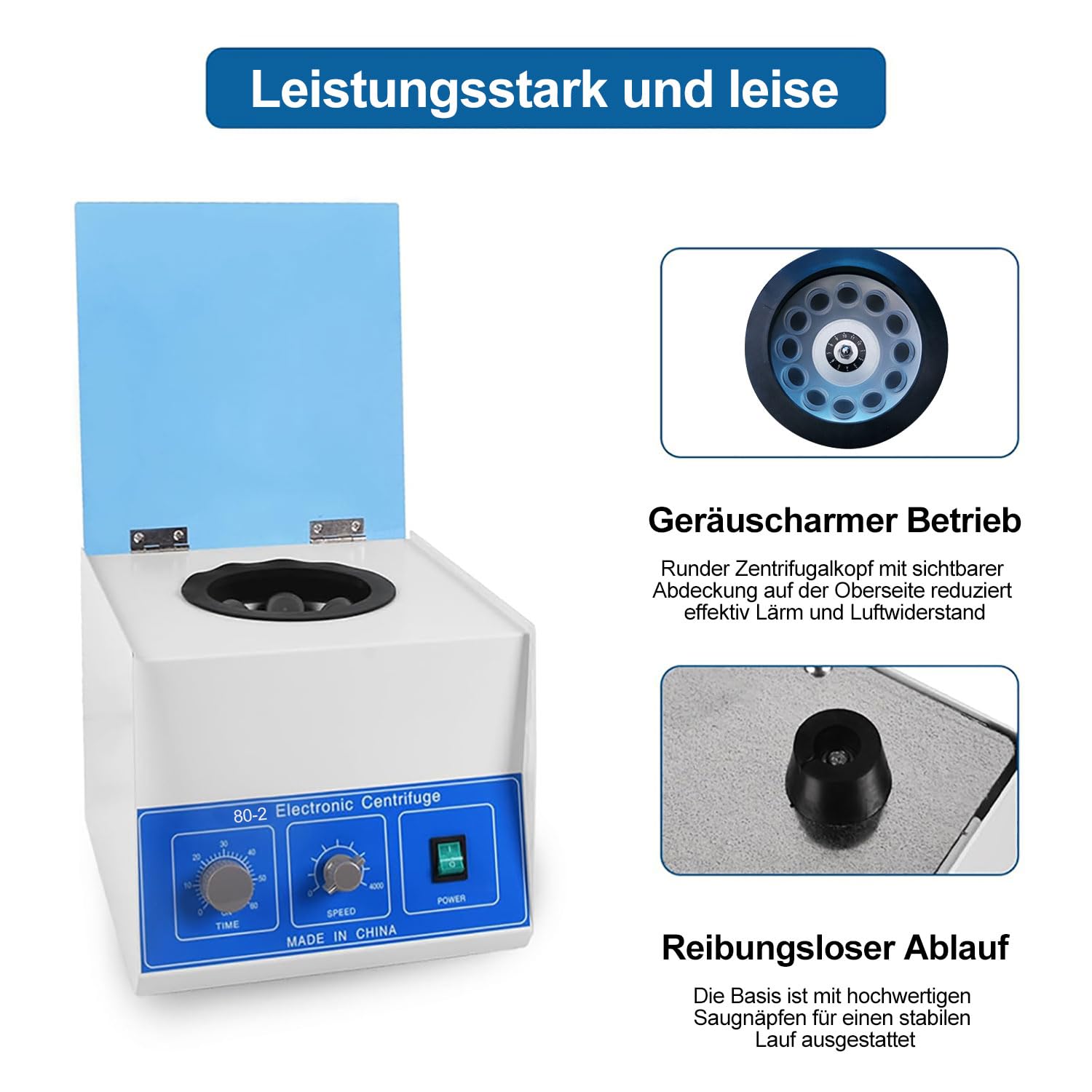 Centrifugadora eléctrica de laboratorio con temporizador y control de velocidad, 4000 rpm, capacidad 20 ml x 12 tubos para laboratorio, consultorio médico