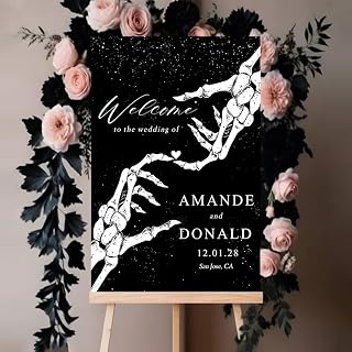 Personalized Halloween Wedding Welcome Sign With Photo – A Beautiful Start To Your Love Story, Captures The Magical Moments Of Your Big Day, Suitable For Outdoor And Indoor Weddings