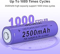 Vista 6 de 14500 Rechargeable Battery 3.7Volt Li-ion Batteries Button Top 2500mAh Large Capacity for Headlamp Flashlight (4 Pack)