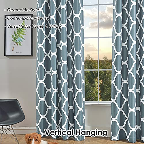 Melodieux Moroccan Fashion Room Darkening Blackout Grommet Top Curtains For Living Room, 52 By 63 Inch, Dusty Blue (1 Panel) #TOP2