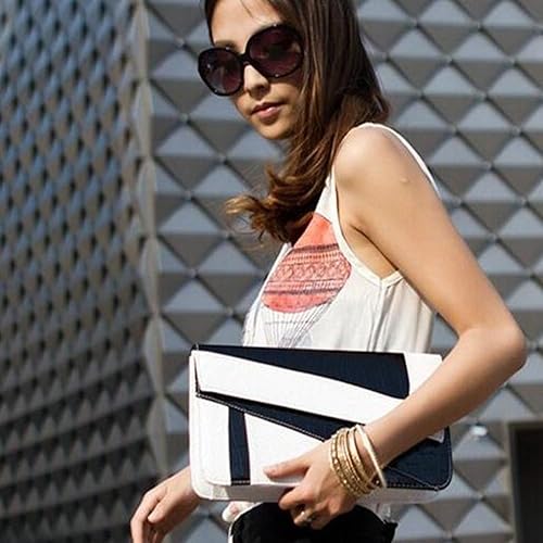 Miniatura 5 de FiveloveTwo Bolsos de embrague de la PU para mujer y bolso cartera hombro partido carteras Negro Blanco