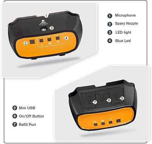 Miniatura 7 de Collar de citronela en aerosol para perros grandes collar de ladrido recargable para perros grandes impermeable ajustable sensibilidad antiladridos