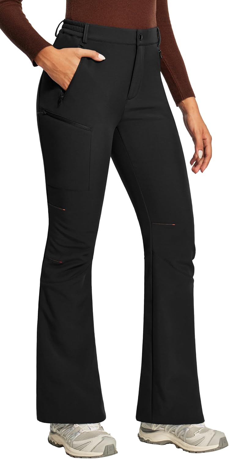 IUGA Women's Snow Ski Pants Thermal Fleece Lined Pants Waterproof Softshell Insulated Snowboarding Winter Hiking Outdoor