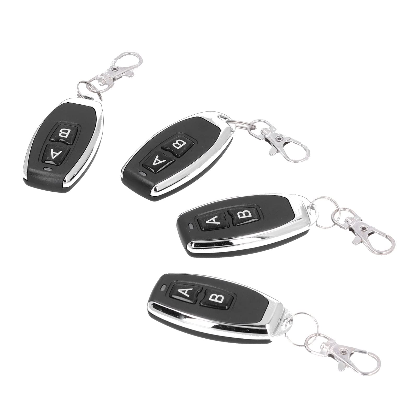 Porte-clés à Télécommande D'entrée sans Clé, Systèmes D'entrée sans Clé Antivol, 4 PCS Télécommande sans Fil Interrupteur en Métal Porte-clés Noir pour Porte de Garage 12V 433MHz