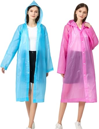 Rain Ponchos for Adults Women Men 2-5 Pack, Reusable EVA Raincoats Jackets with Hood Portable Waterproof Rain Gear
