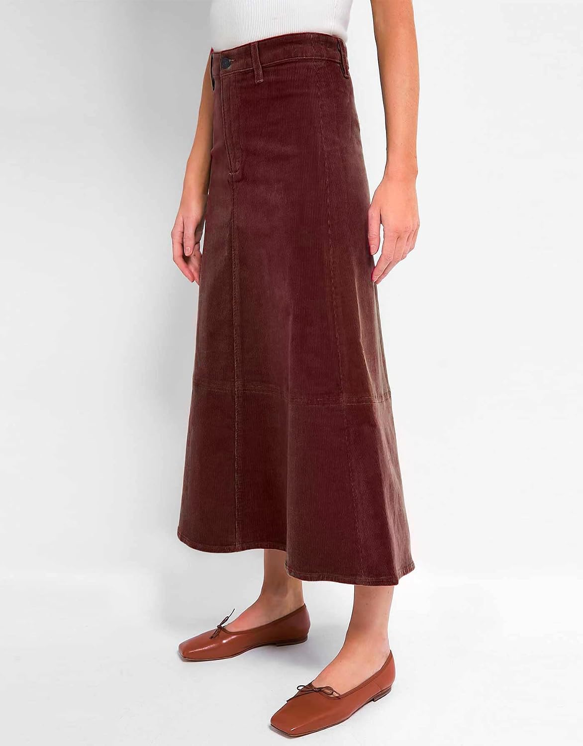 Kedera Women's Corduroy Midi Skirts High Waist A-Line Midi Length Skirt Long Winter Skirts Casual Button Front Skirts