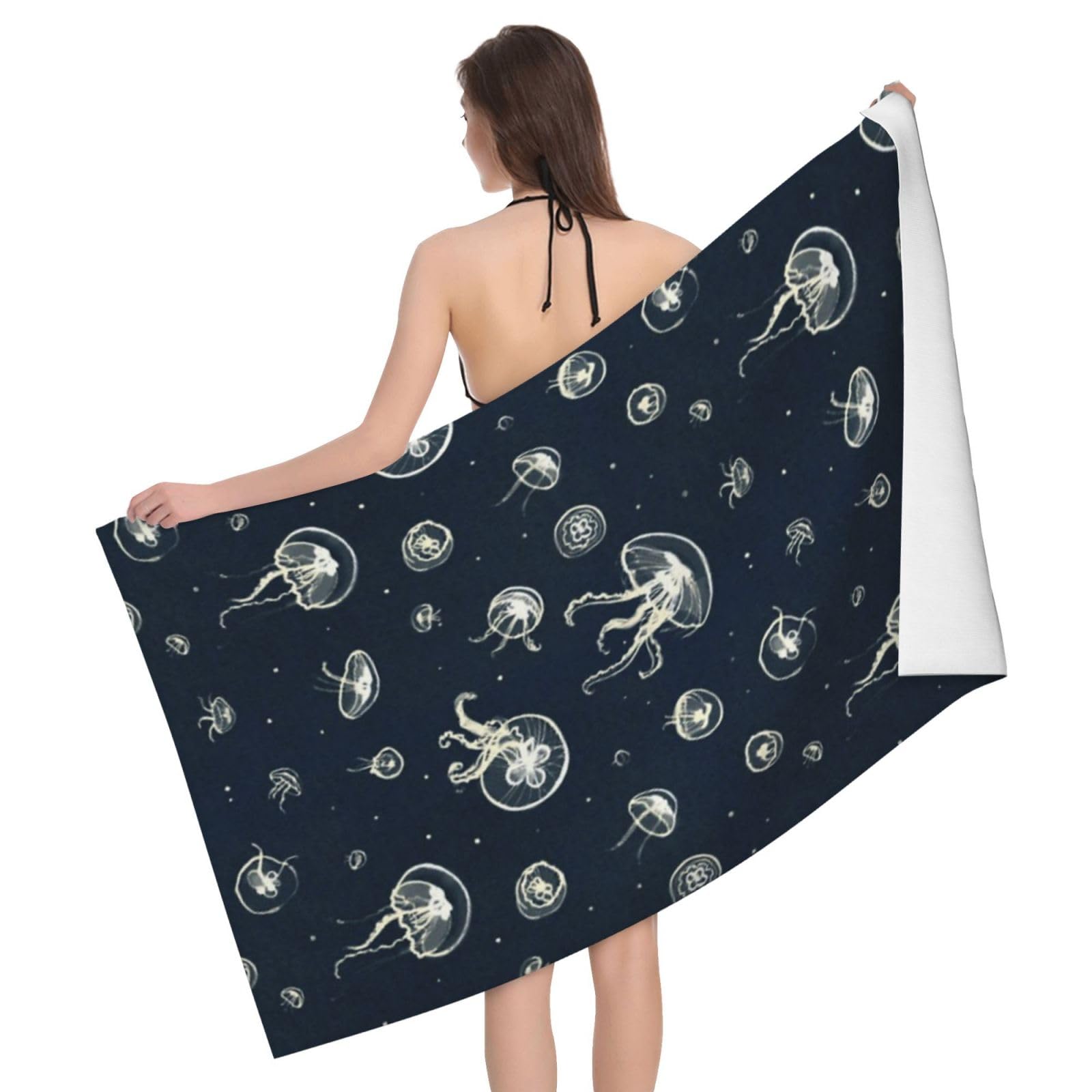 LSRCPD Microfiber Beach Towels For Adults & Kids, Jellyfish Bath Towels, Oversized Sand Free Towel for women, Absorbent Quick Dry Beach Towels For Travel Swimming Camping Yoga Gym Sports, 130x80cm
