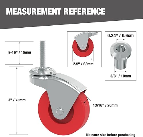 Miniatura 2 de BIG RED ATR6551-6PB - Juego de 6 ruedas giratorias de 360 grados resistentes para montaje en poste de carrito de servicio de enredadera, carrito