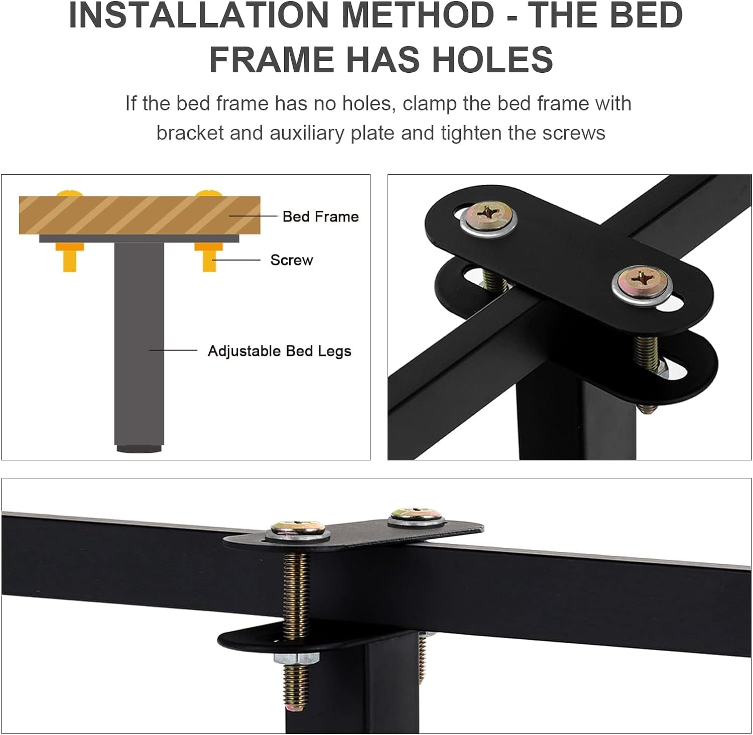 Piedi Letto Regolabili In Metallo - Supporto Per Rete A Doghe, Altezza 25-43cm, Bianco, 4 Pezzi Con Viti - Foto 5