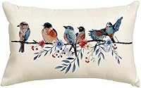 Vista 20 de RABUSOFA Fundas de almohada de Navidad de 20 x 20 pulgadas, decoración de invierno de pájaros, fundas de almohada de Navidad, decoración de pájaros