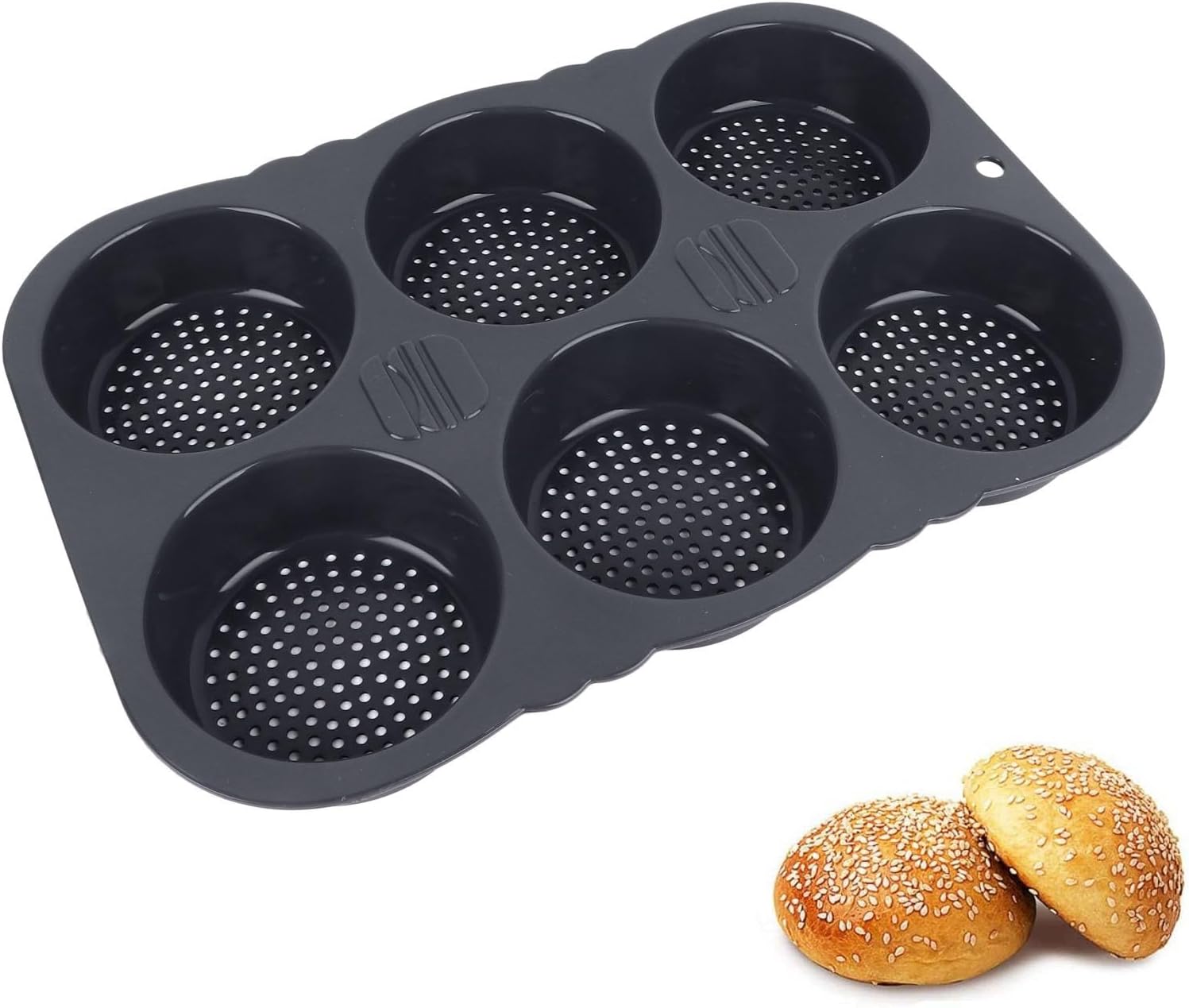 Amazon.com: CRBWXONLIFE 6 Cavity Silicone Hamburger Bun Form for Baking ...