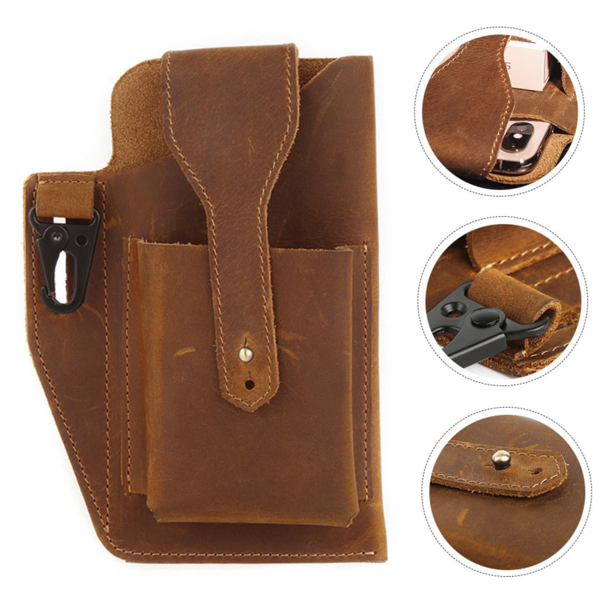 Holibanna Riñonera Deportiva Retro para Hombre Marrón, Ligera y Portátil | Almacenamiento para Llaves, Teléfono y Auriculares, Uso en Running y Hiking, 1