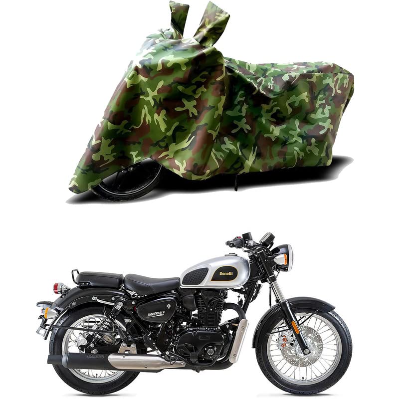 Image of 100% Water Resistant Bike Scooty Two Wheeler Body Cover Compatible for Benelli Imperiale 400cc /UV-Rays /Heat Protection /Birds Dropping /Scratchproof /Dust Proof /Waterproof /All [Green MJ]