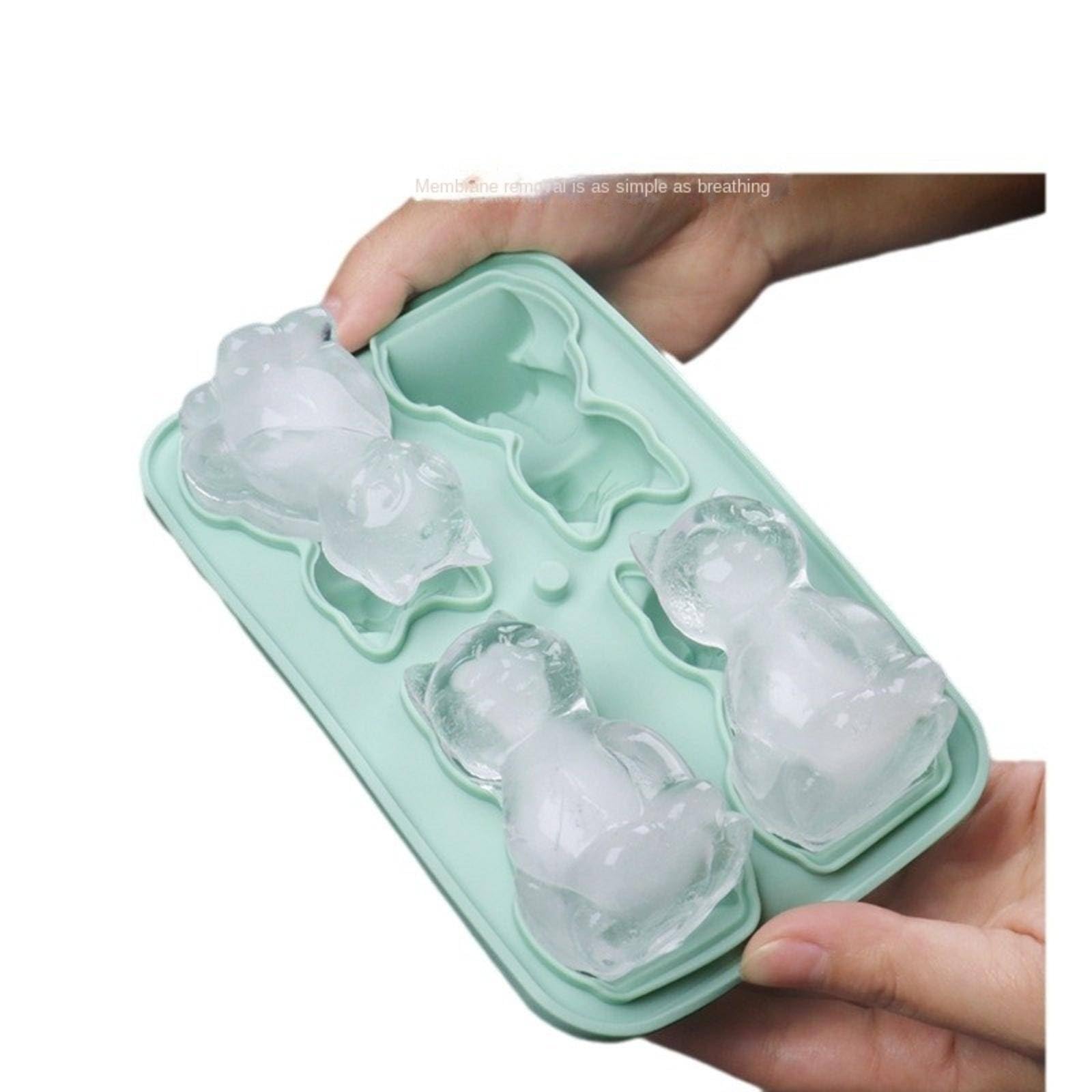 Stampo Per Cubetti Di Ghiaccio In Silicone, 2 Pezzi, Forme Di Gatto E Cane 3D, Con Coperchio, Per Cocktail E Whisky - 2