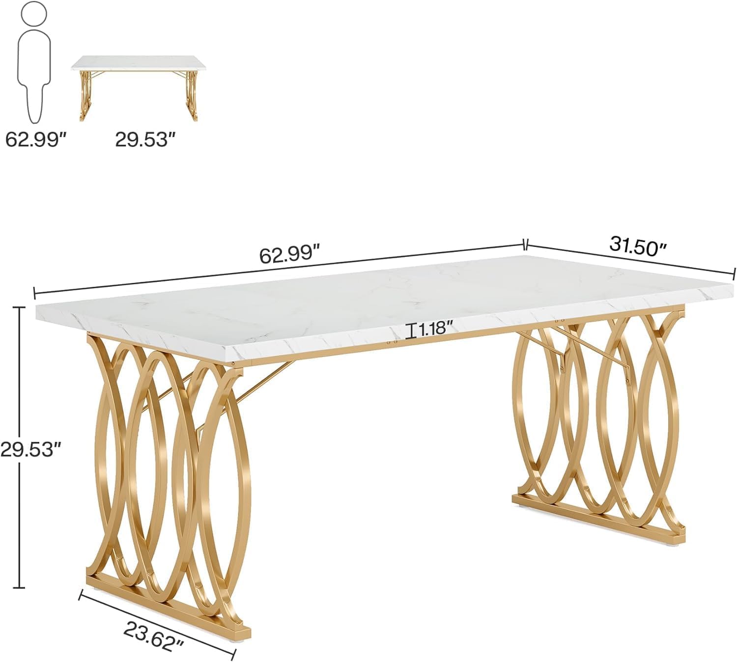 Lailang 160cm Scrivania Per Pc E Stampante, Tavolo Ufficio Riunioni, Mobili Ufficio Moderni, Scrivania Gaming Bianca, Arredamento Casa, Tavolo Legno, 160 x 80 x 75 cm, Oro