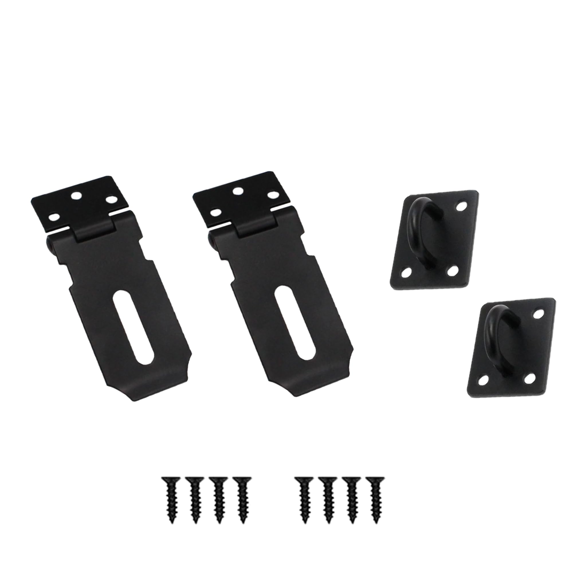 HLMOptimo Stainless Steel Hasp Lock Latch - 3 Inch Matte Black Door Lock with Screws - 2 Pack (2 &amp; 3 Inch)