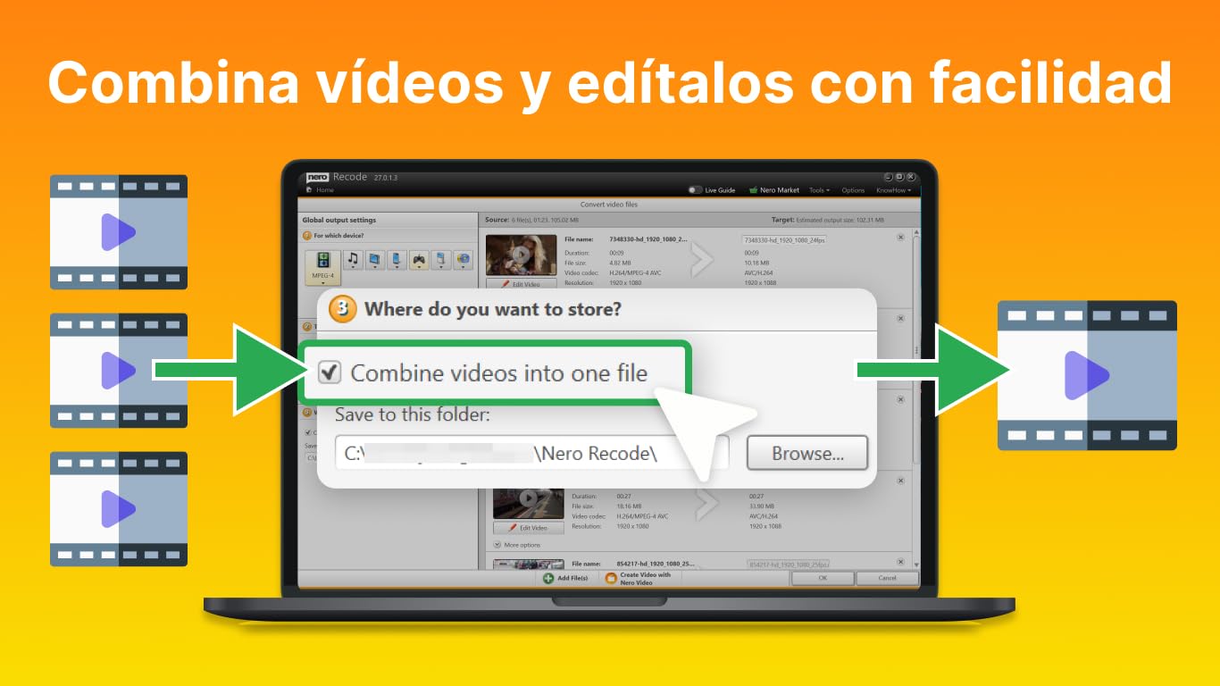 Nero MP4 Converter | Video Converter | Convertir DVD a Mp3 | Audio Converter Software | Vídeo: MP4, MPEG, VOB, DAT | Audio: MP3, WAV, FLAC, MP2 | licencia ilimitada | 1 PC | Windows 11 / 10 / 8 / 7