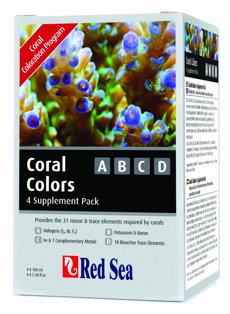 Red Sea Trace Colors ABCD 4-Pack Supplements, 4 x 100ml - Essential Trace Elements for Vibrant Coral Coloration in Reef & Marine Aquariums
