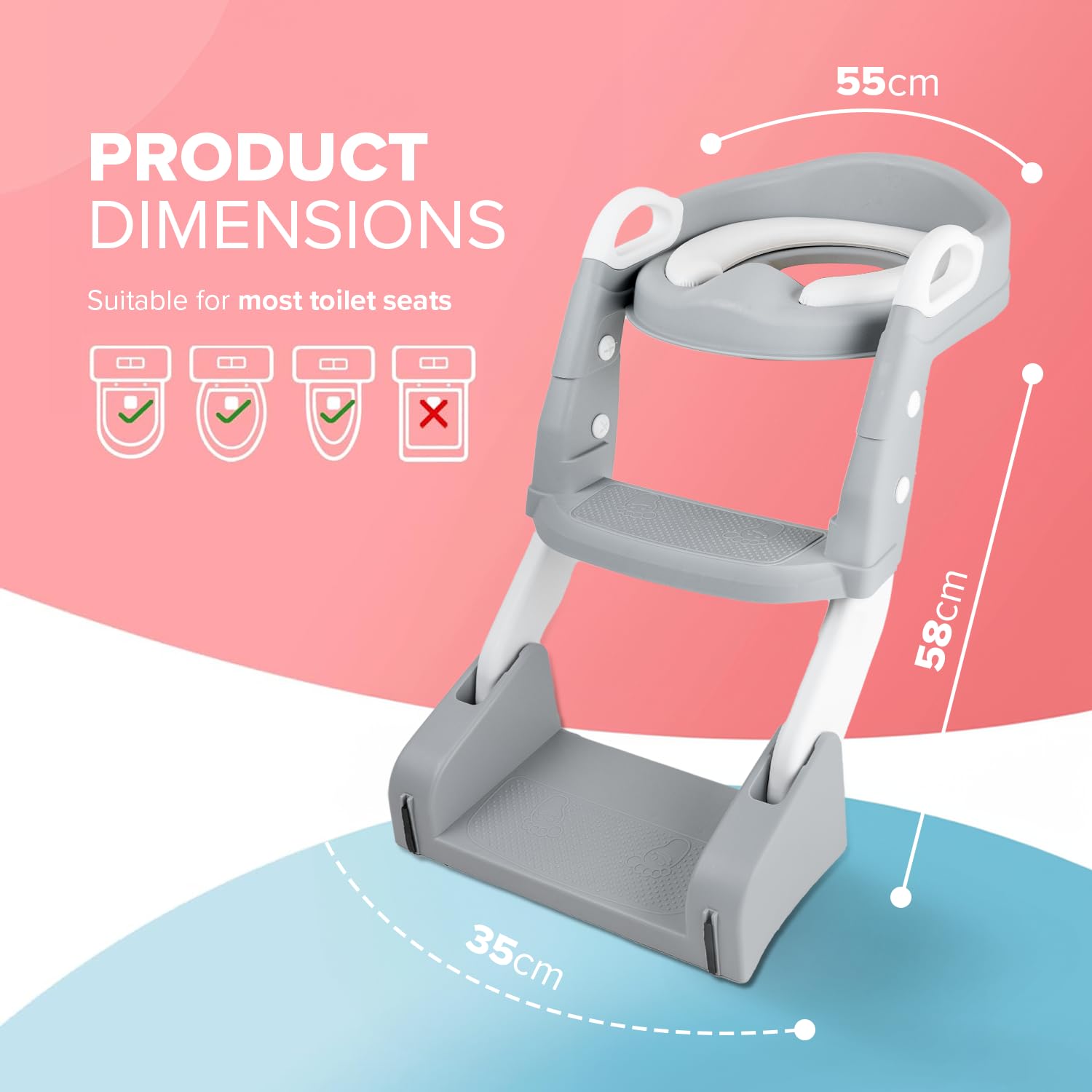 Kidoola 2 in 1 Kleinkind Töpfchen und Leiter - Weicher Sitz, rutschfest, Spritzschutz - Ideal für Töpfchentrainingsphasen - Tragbar, Leicht und Einfach zu Reinigen - Perfekt für Jungen und Mädchen