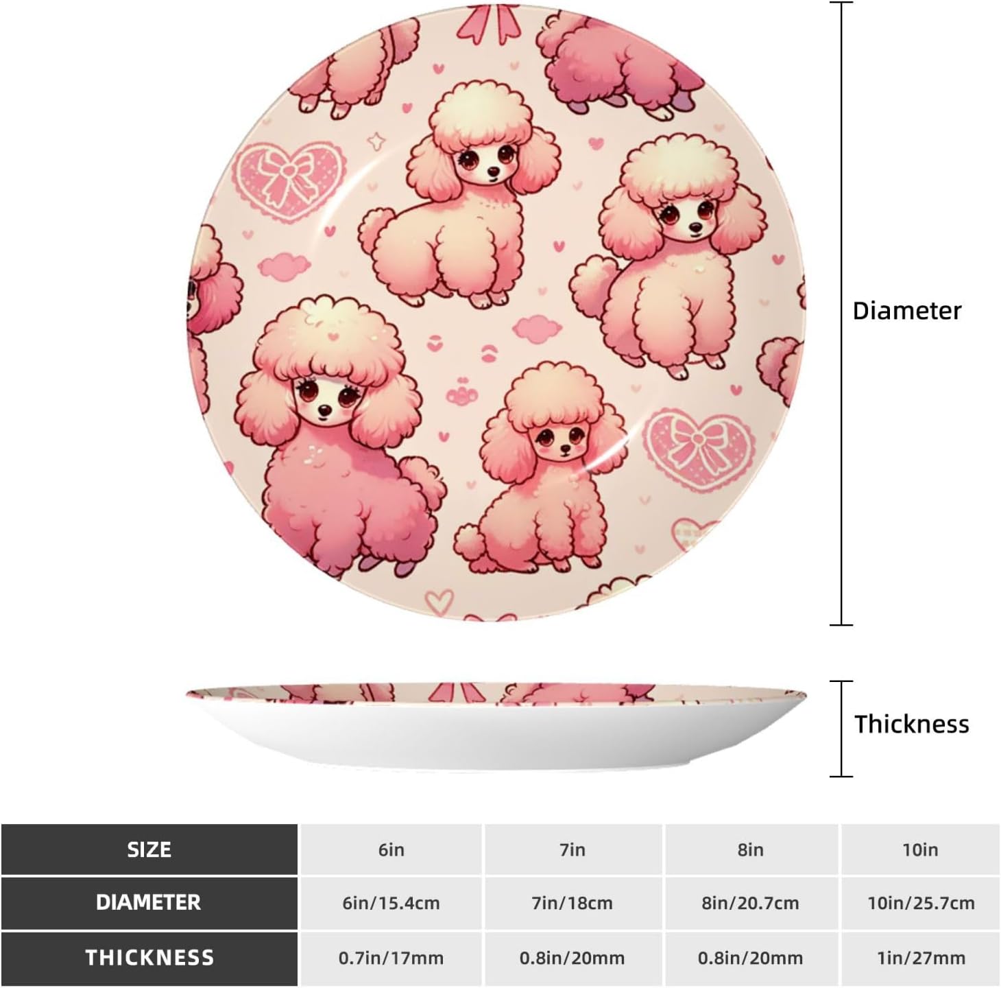 Cute-Poodle-Love 10 Inch Decorative Plate With Stand, Elegant Display Wall Plate For Home Decor