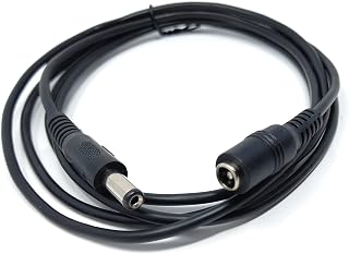 1.5m 5.5mm x 2.1mm DC Power Plug to Socket, Male to Female CCTV, LED, Modem Router, Music Instruments Extension Lead Cable (5ft, Black)