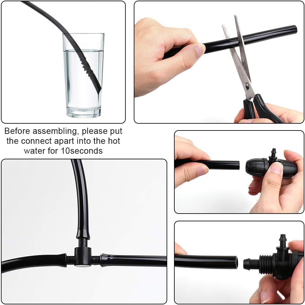 MultiOutools Distribution Tubing 1/4 inch Drip Irrigation Tubing Hose, 50FT Heavy Duty Drip Irrigation Kit for Lawn Garden Watering (1/4” tubing 50ft, Black) : Patio, Lawn & Garden