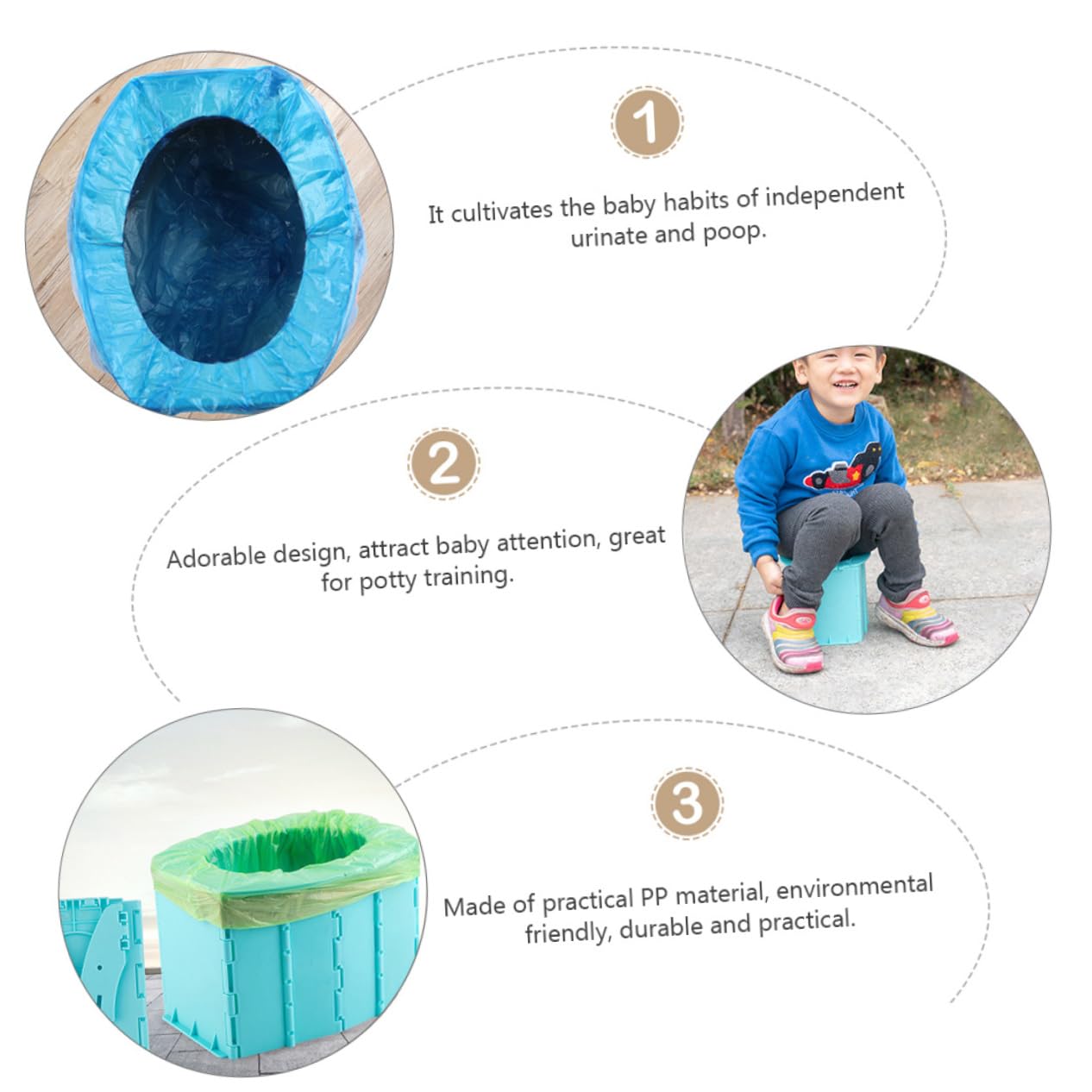 CORHAD 1Pc Portable Foldable Toilet for Travel Potty Training Seat Material for Home Car and Outdoor Use Convenient and Adorable Design for Boy Girl