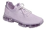 Forever Link Womens Air Cushion Fashion Sneakers Breathable Knit Comfortable Lightweight Walking Shoes, Lavender, 8