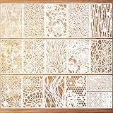 EDLMKM 16Pcs Stencils for Crafts Reusable, Floral Lace Layering Stencil, Mixed Media Stencils for Painting, Grains Flower Templates Spider Web Layering Spray Paint Stencil Kit