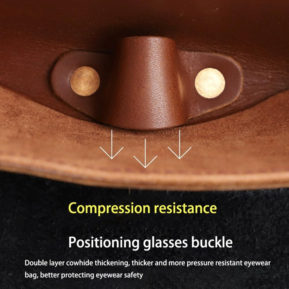 Handmade Leather Glasses Case, Portable Sunglass Case, Fashionable Leather Eyeglass Case for Men and Women, Lightweight(Black)