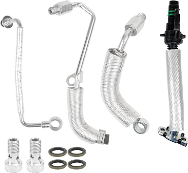 BHB 4PCS Turbo Oil Return Drain Line and Oil Feed Pipe Kit Compatible with Chevy Cruze Sonic Trax Buick Encore 1.4L Replacement For 55568031 25198546 55592600 55587854 55567067