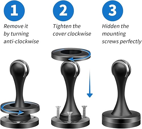 Vista 29 de KOLAKO Topes magnéticos para puerta, tope de puerta de acero inoxidable magnético níquel satinado cepillado, soporte de puerta montado en la pared