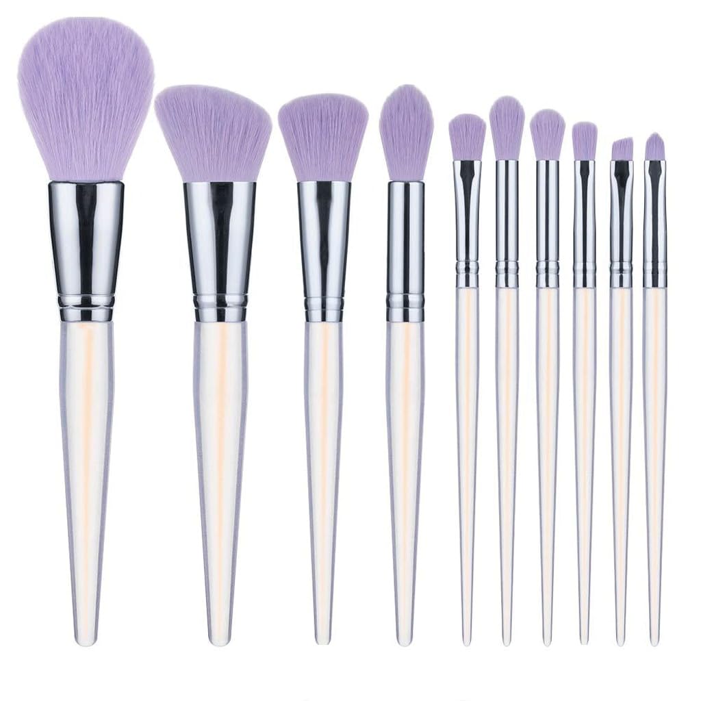 Brosse à poudre et pinceaux de maquillage 10 pièces manche cristal acrylique