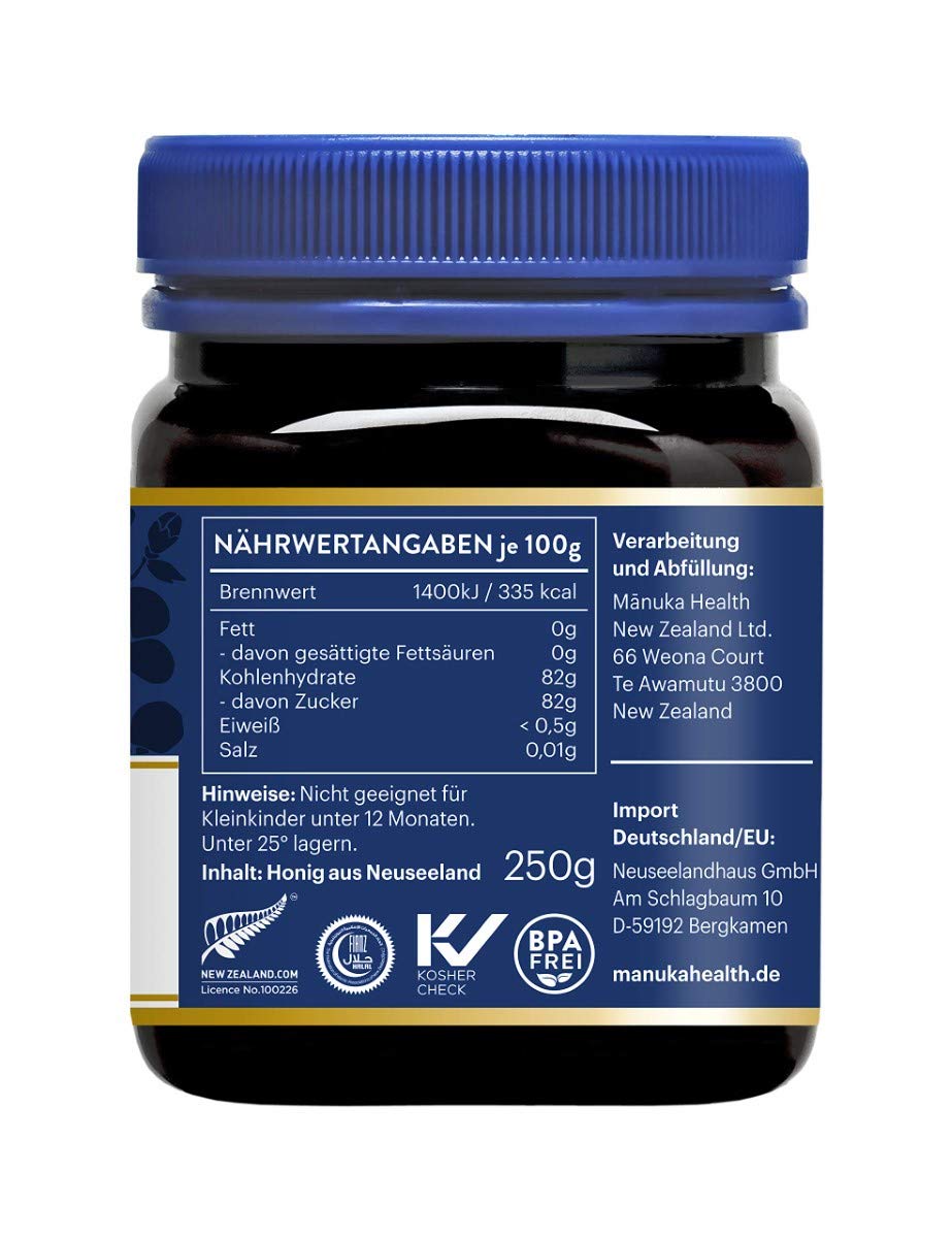Manuka Health - Manuka Honig MGO 250 + 250g - 100% Pur aus Neuseeland mit zertifiziertem Methylglyoxal Gehalt